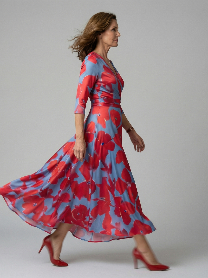 Morwenna | Vestido largo cruzado floral