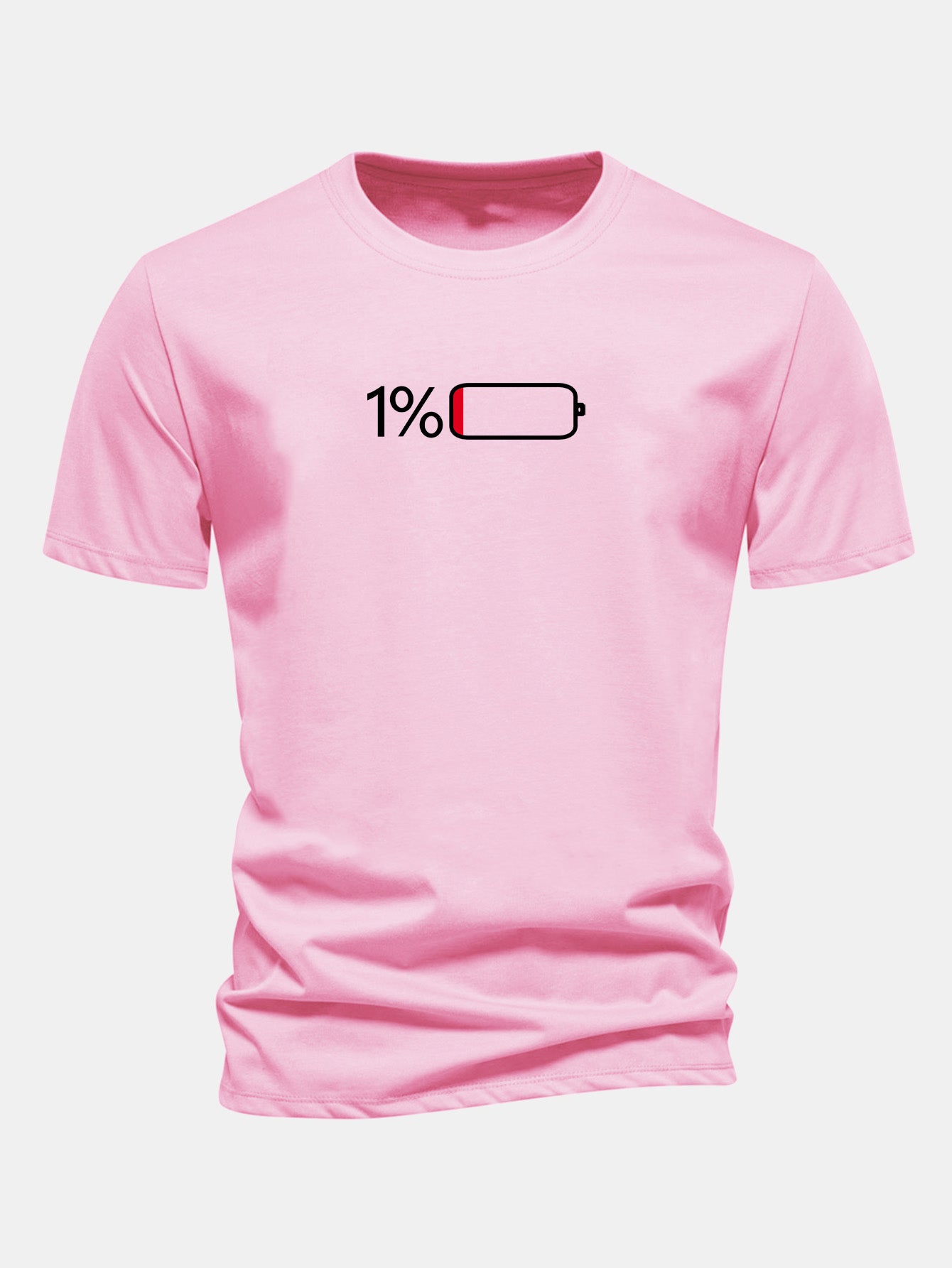 Camiseta de algodón con estampado de pilas, corte regular, 1 %