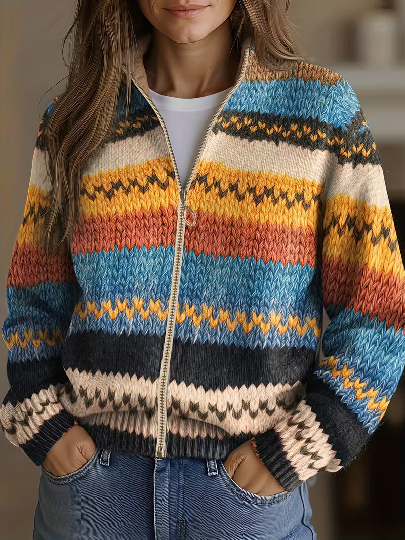 Yseult™ | Rebeca de Punto con Rayas en Zigzag Multicolor