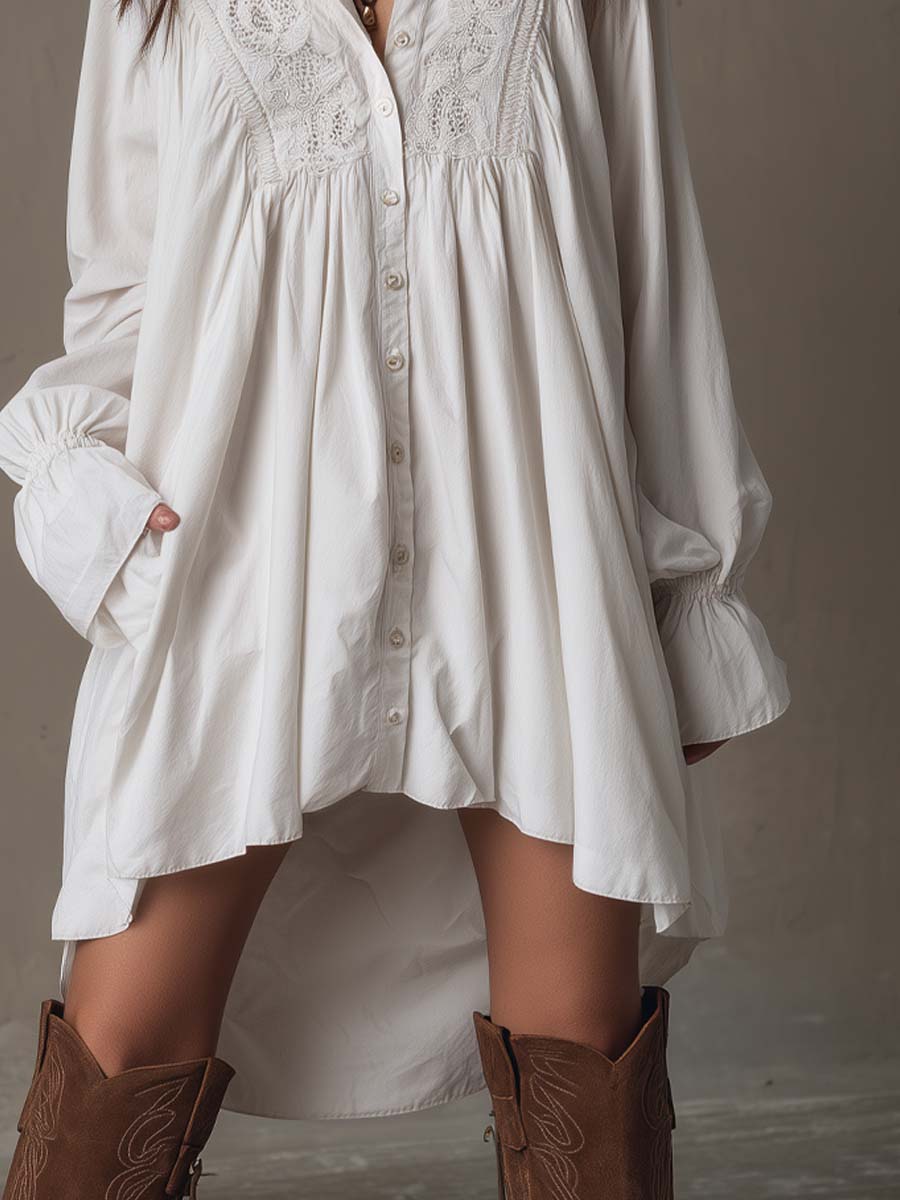 Anastasia™ | Vestido corto camisero de encaje