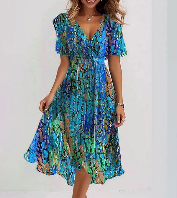 Lucinda | Vestido Midi Fluido de Acuarela