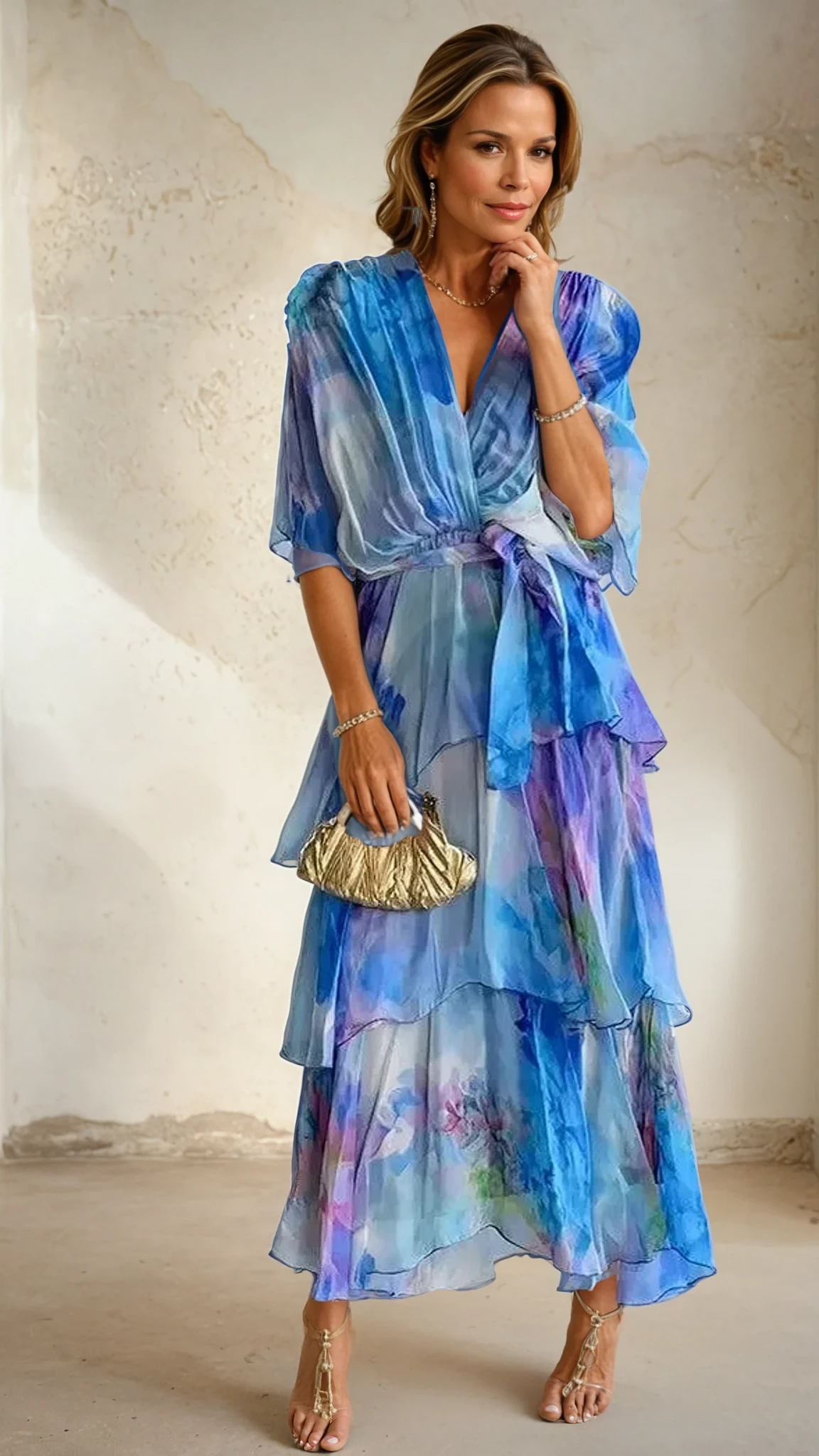 Cara | Vestido Escalonado con Mangas Mariposa