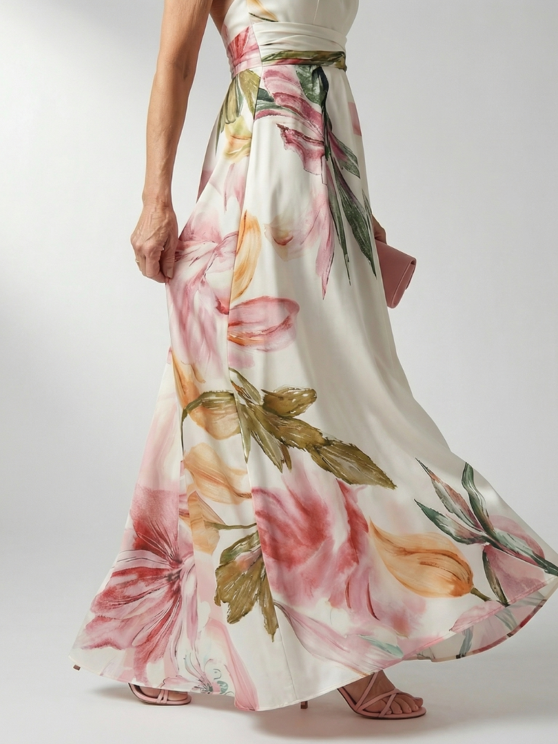 Camellia | Vestido Maxi Floral con Cuello Halter