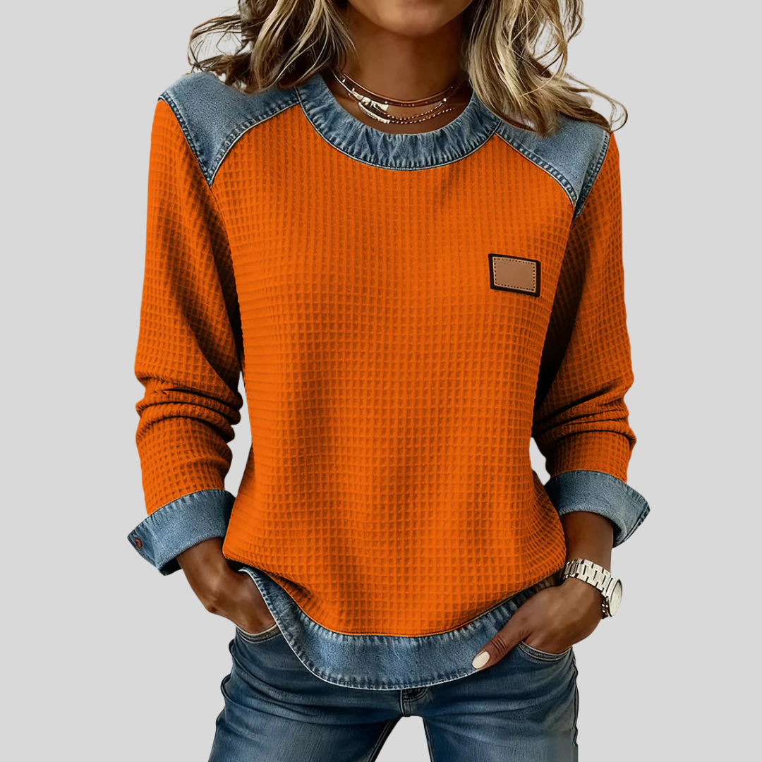Delancine™ | Sudadera Gofre con Diseño Patchwork