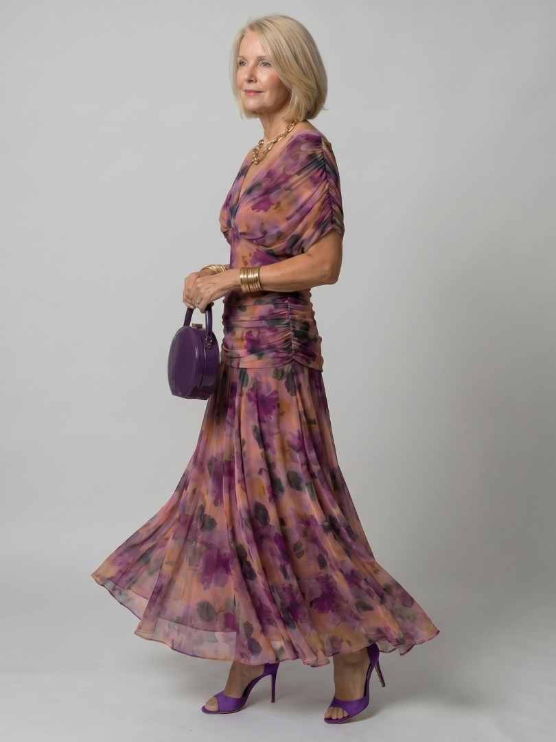 Calen | Vestido Midi Fluido con Hombros Descubiertos