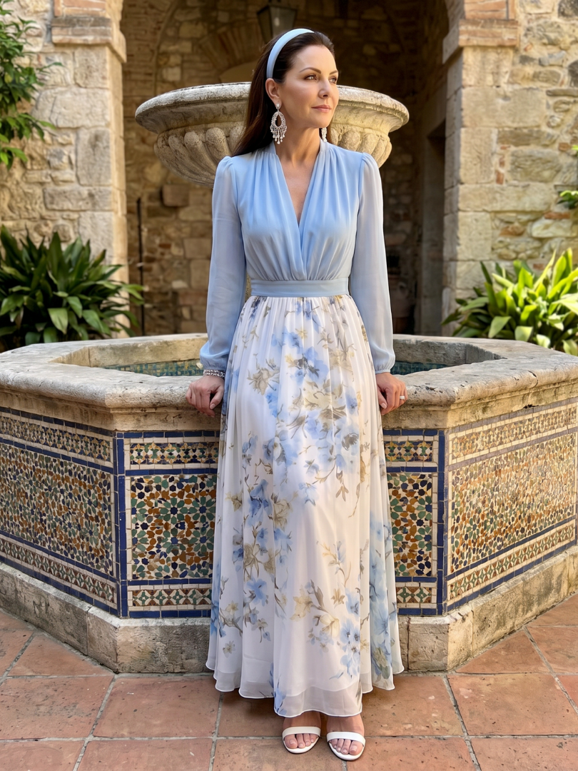 Adelaide | Vestido Maxi Floral con Escote en V