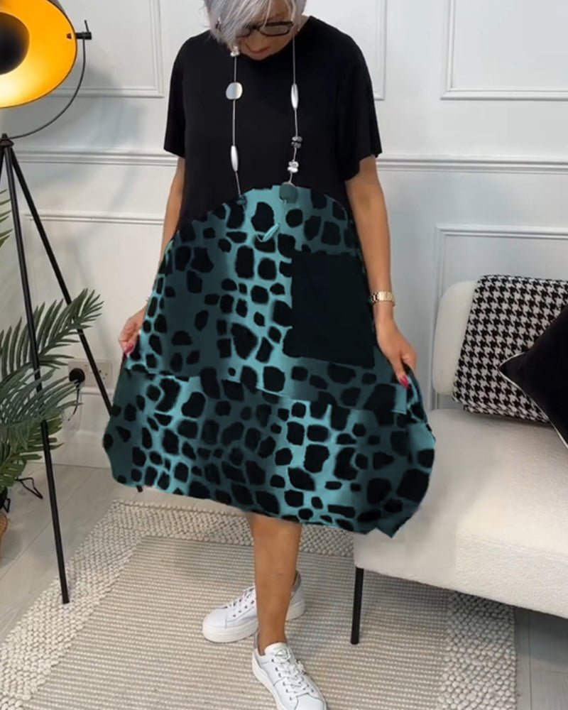 Marnie | Vestido Midi con Estampado de Contraste
