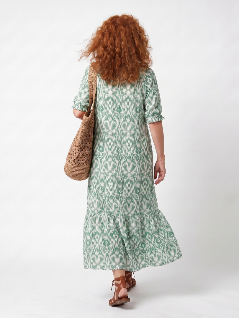 Ilara | Vestido Midi Estampado con Escote en V y Borlas