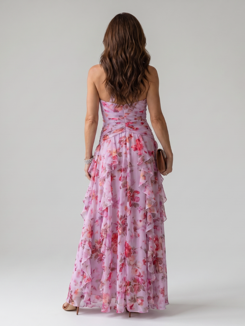 Sage | Vestido Maxi Floral con Cuello Halter