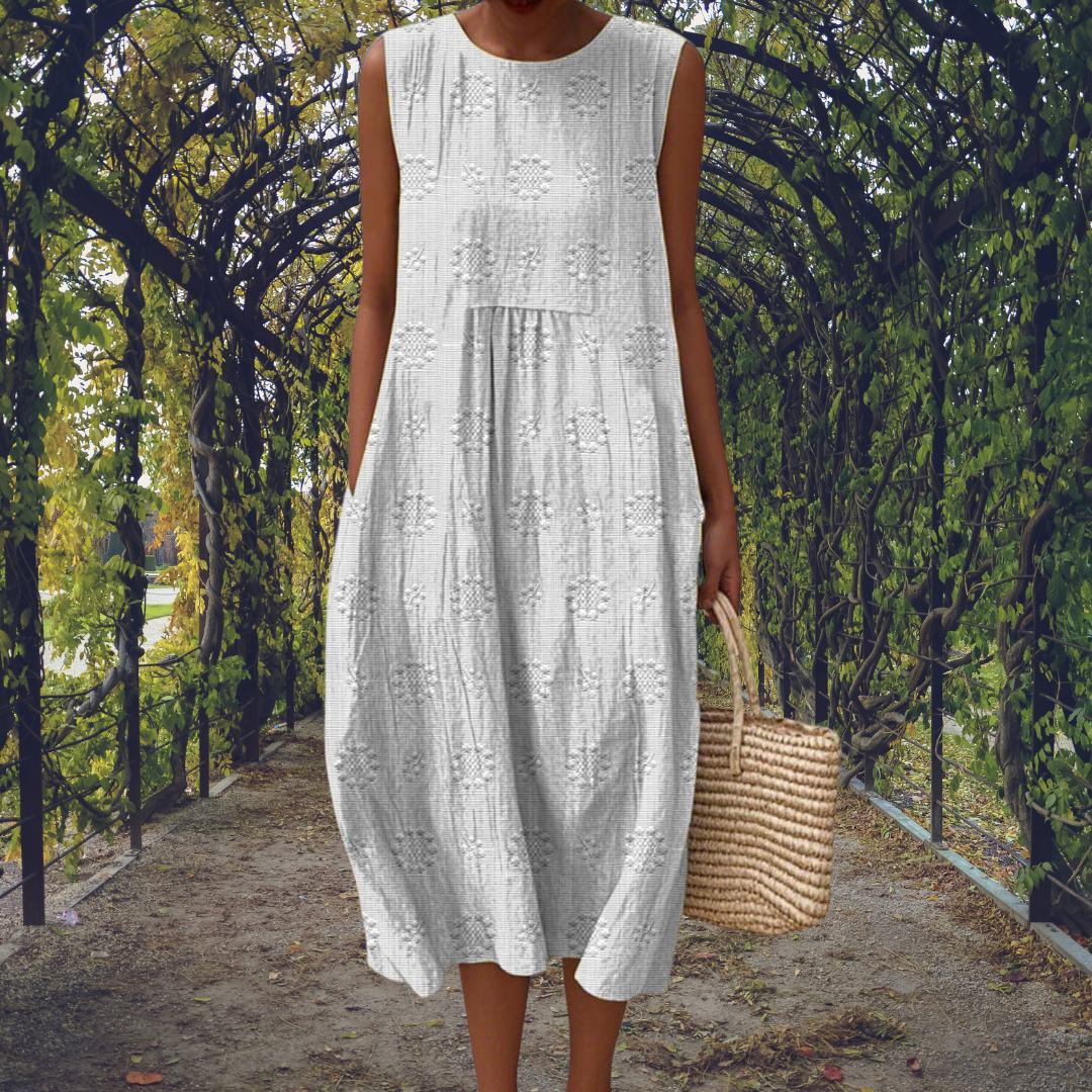 Aikaterini – Vestido Elegante sin Mangas con Bolsillos