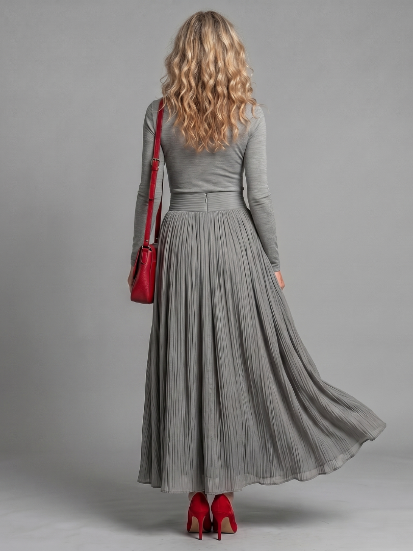 Edith | Vestido Midi Fluido de Cuello Alto