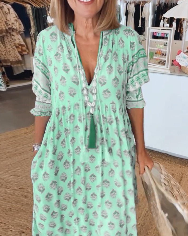Bianca | Vestido Floral Fresco con Escote en V