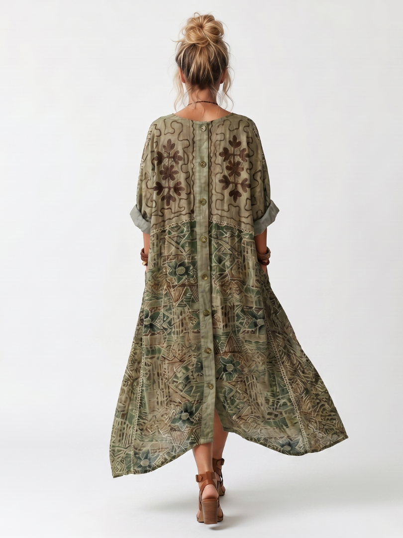 Aleta | Vestido Midi Oversize con Botones y Bolsillos