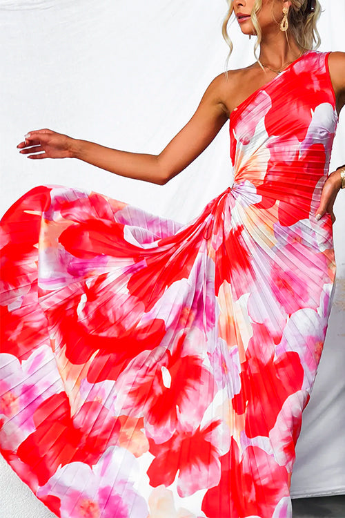 Valentina | Vestido Maxi Plisado de un Hombro