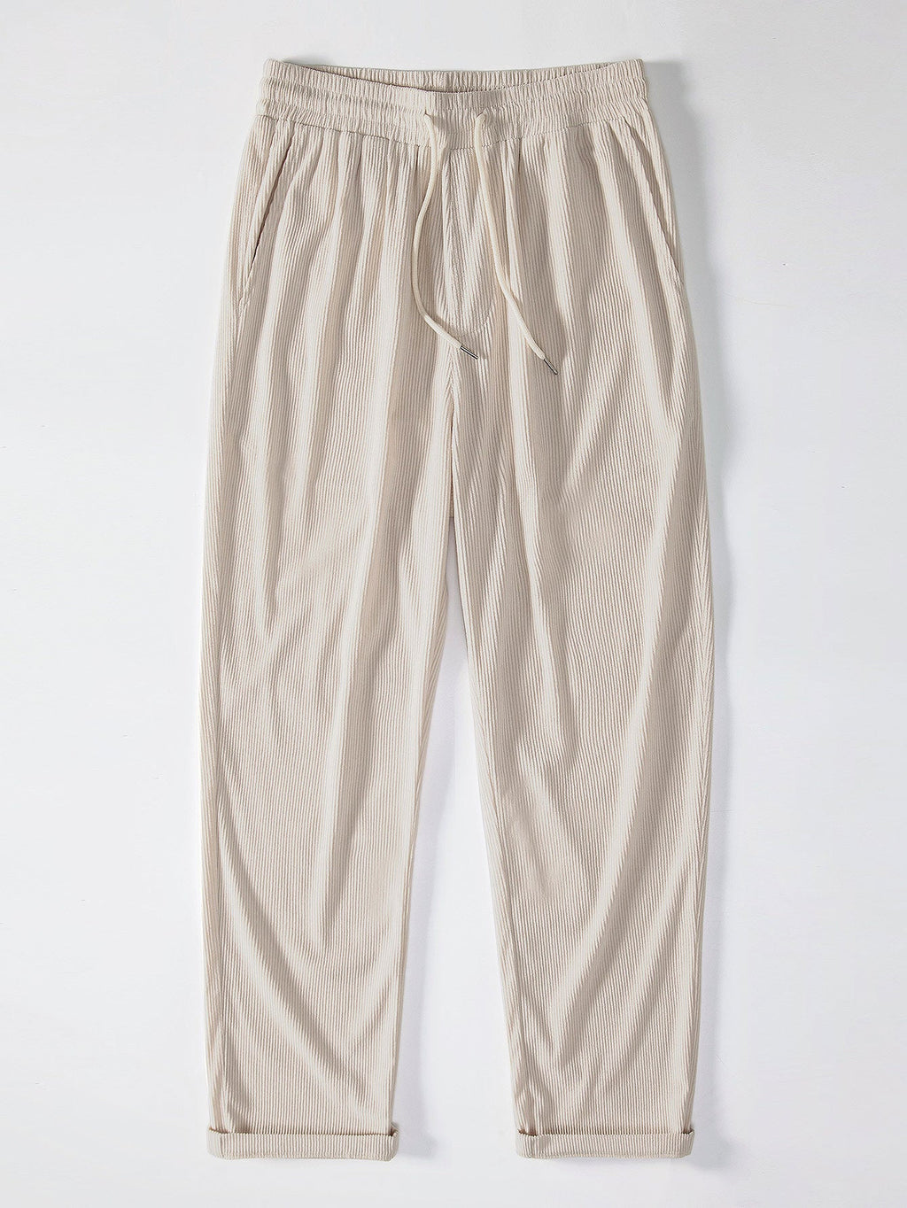 Camisa de pana de manga corta con botones y pantalones de pana de corte recto