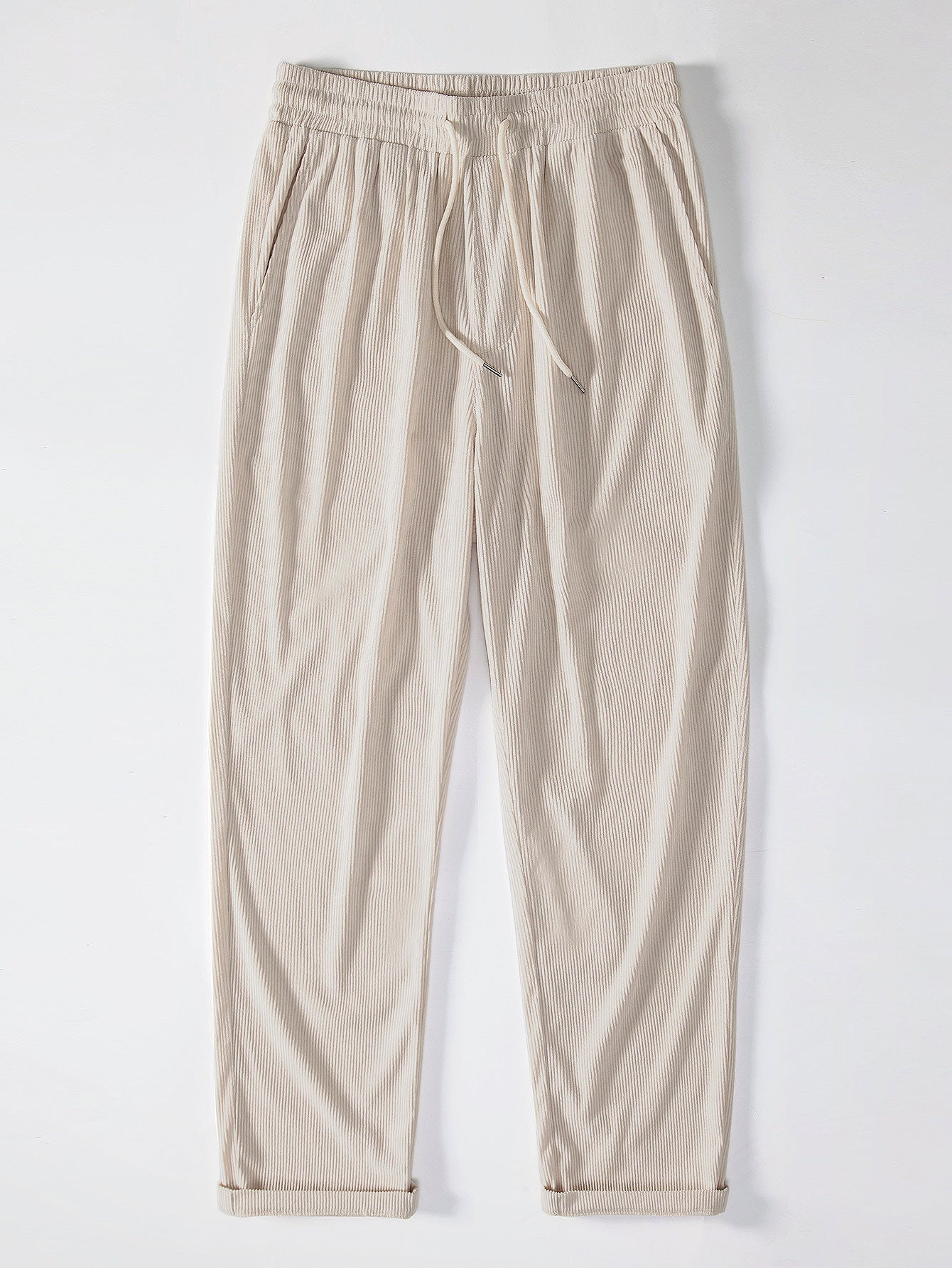 Camisa de pana de manga corta con botones y pantalones de pana de corte recto