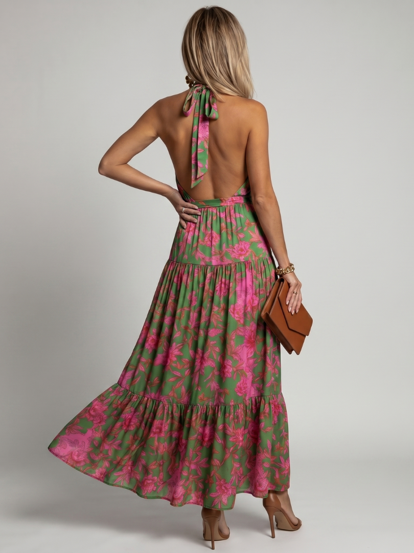 Arabella | Vestido Maxi Halter Drapeado