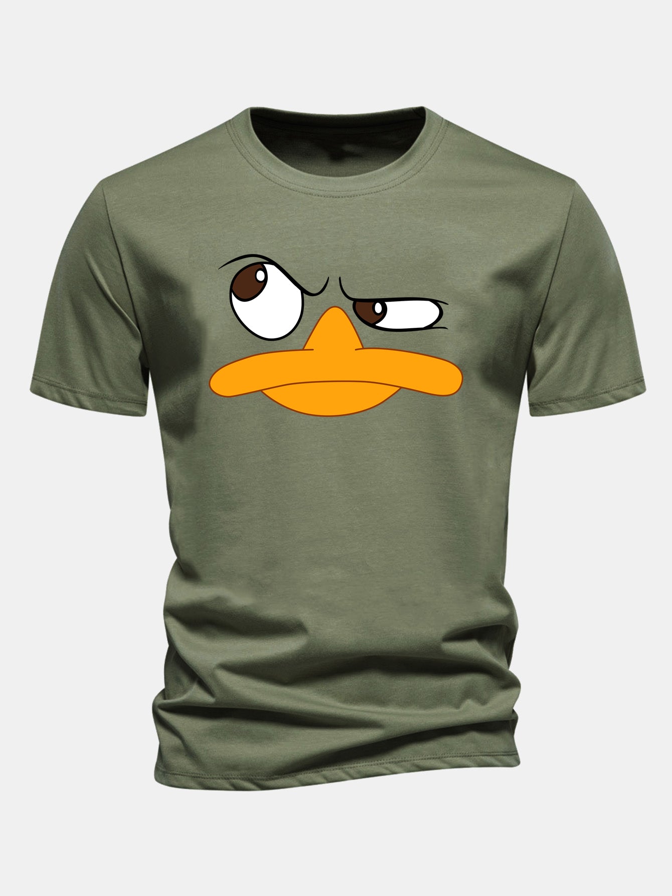 Regular Fit Emoji Duck Print Cotton T-Shirt