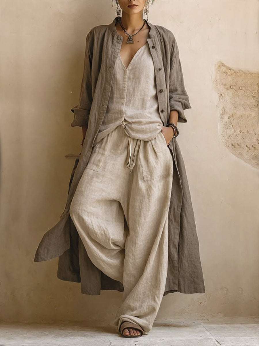 Letizia | Conjunto de Tres Piezas con Cárdigan Boho Largo
