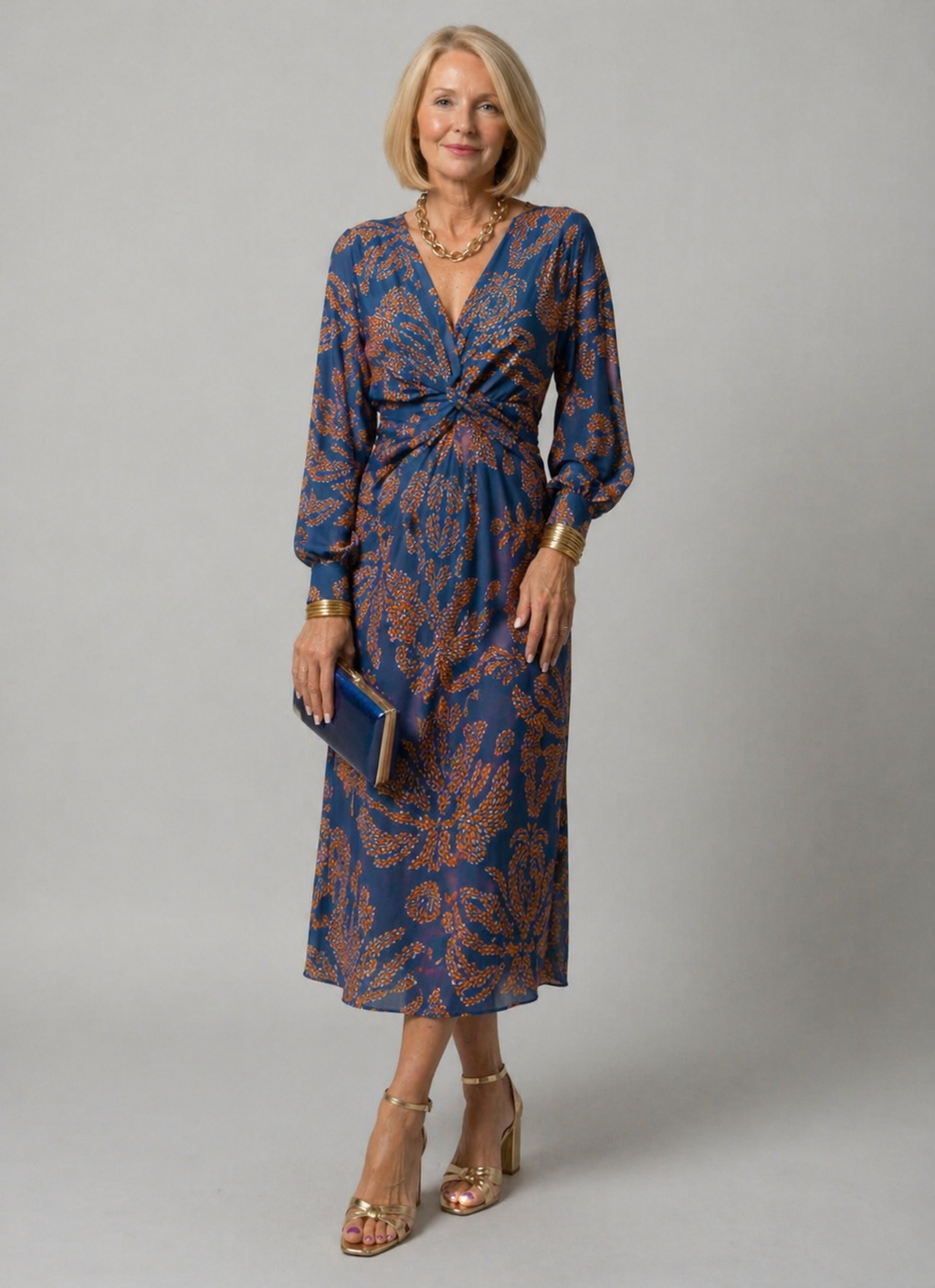 Bridget | Vestido Midi Floral con Nudo Frontal