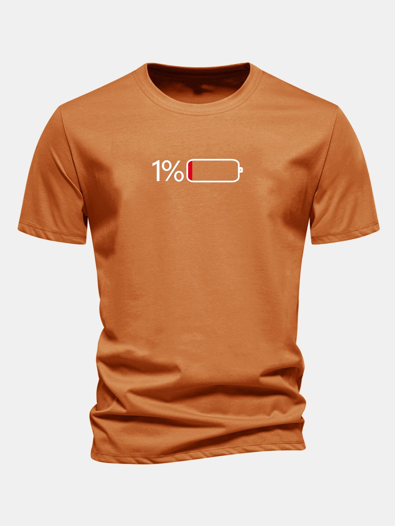 Camiseta de algodón con estampado de pilas, corte regular, 1 %