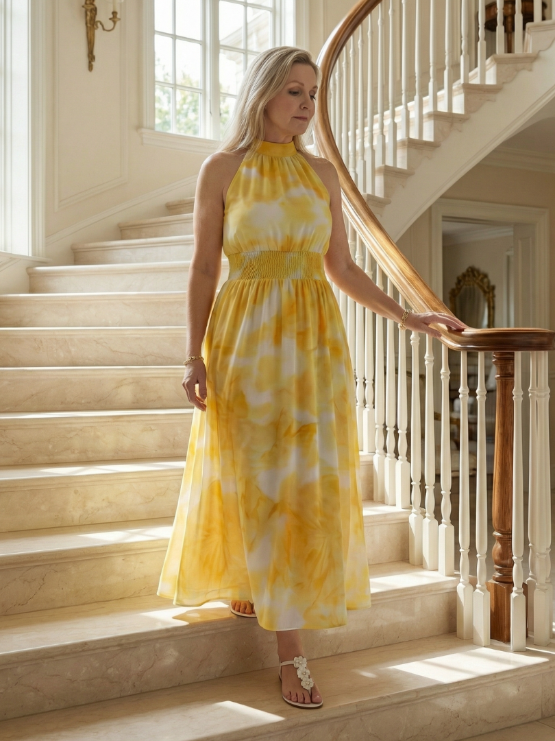 Sylin | Vestido Midi Halter Fruncido
