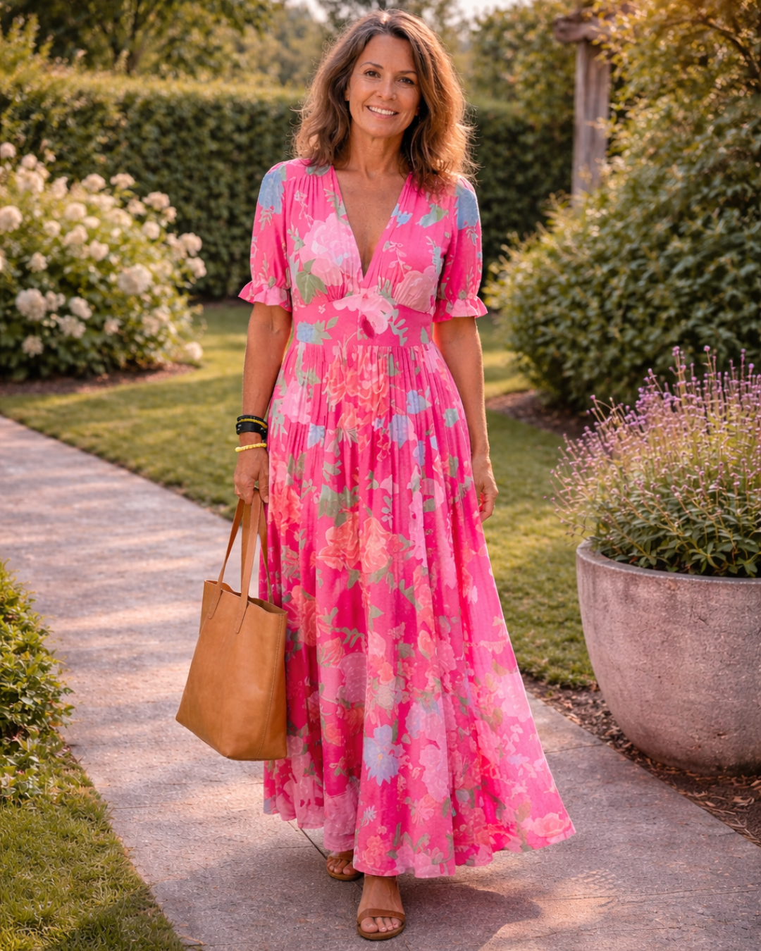 Della | Vestido largo floral con escote en V