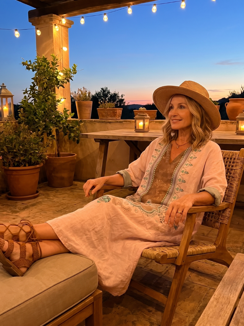 Kenza | Vestido Midi Relajado con Paneles de Diseño y Bolsillos