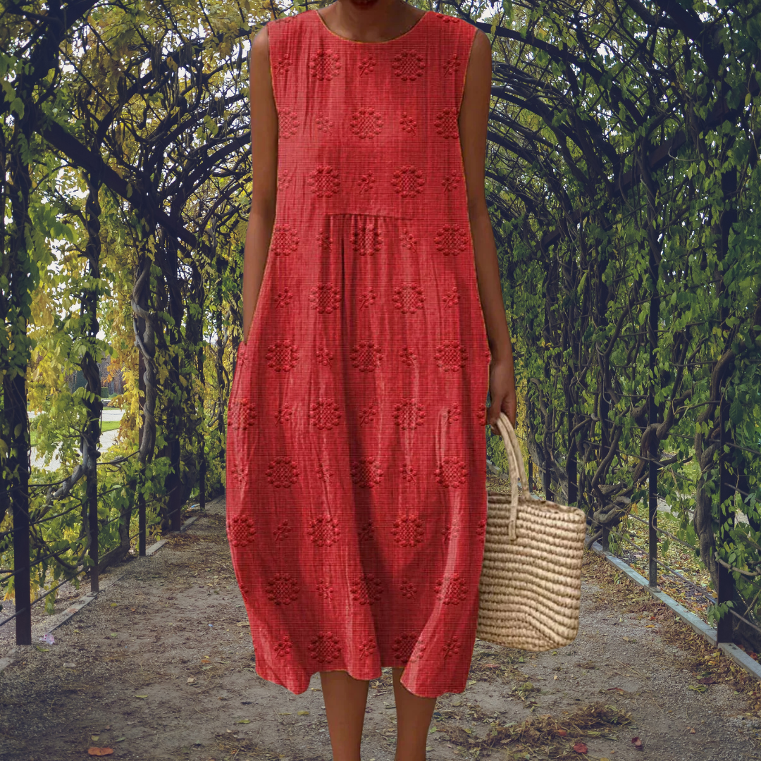 Aikaterini – Vestido Elegante sin Mangas con Bolsillos