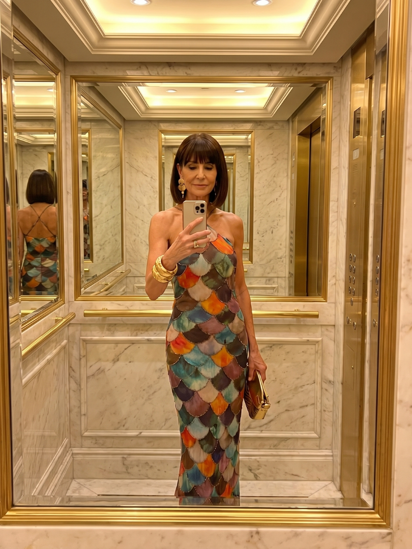 Nerissa | Vestido Maxi Entallado con Estampado de Escamas