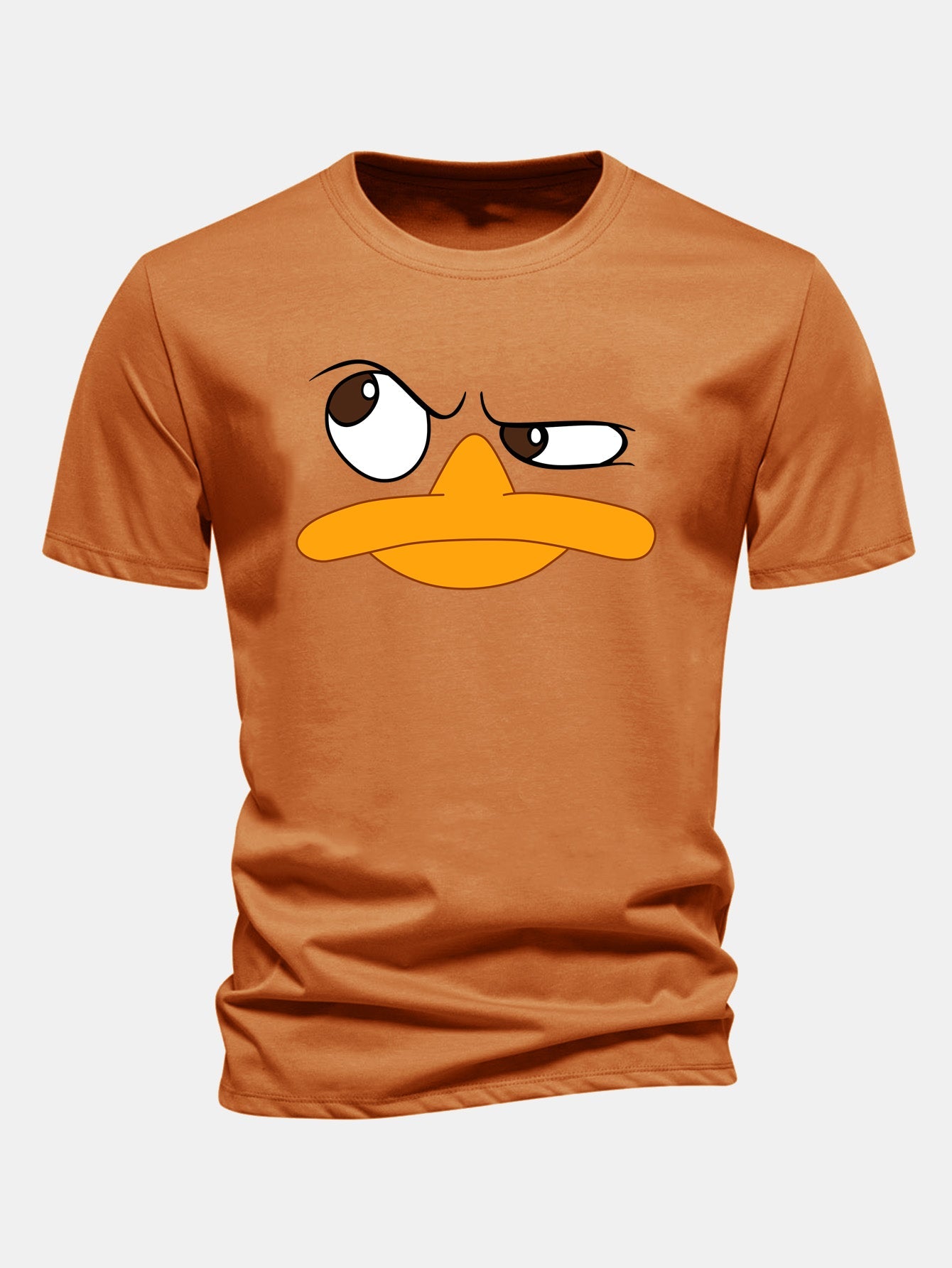 Regular Fit Emoji Duck Print Cotton T-Shirt