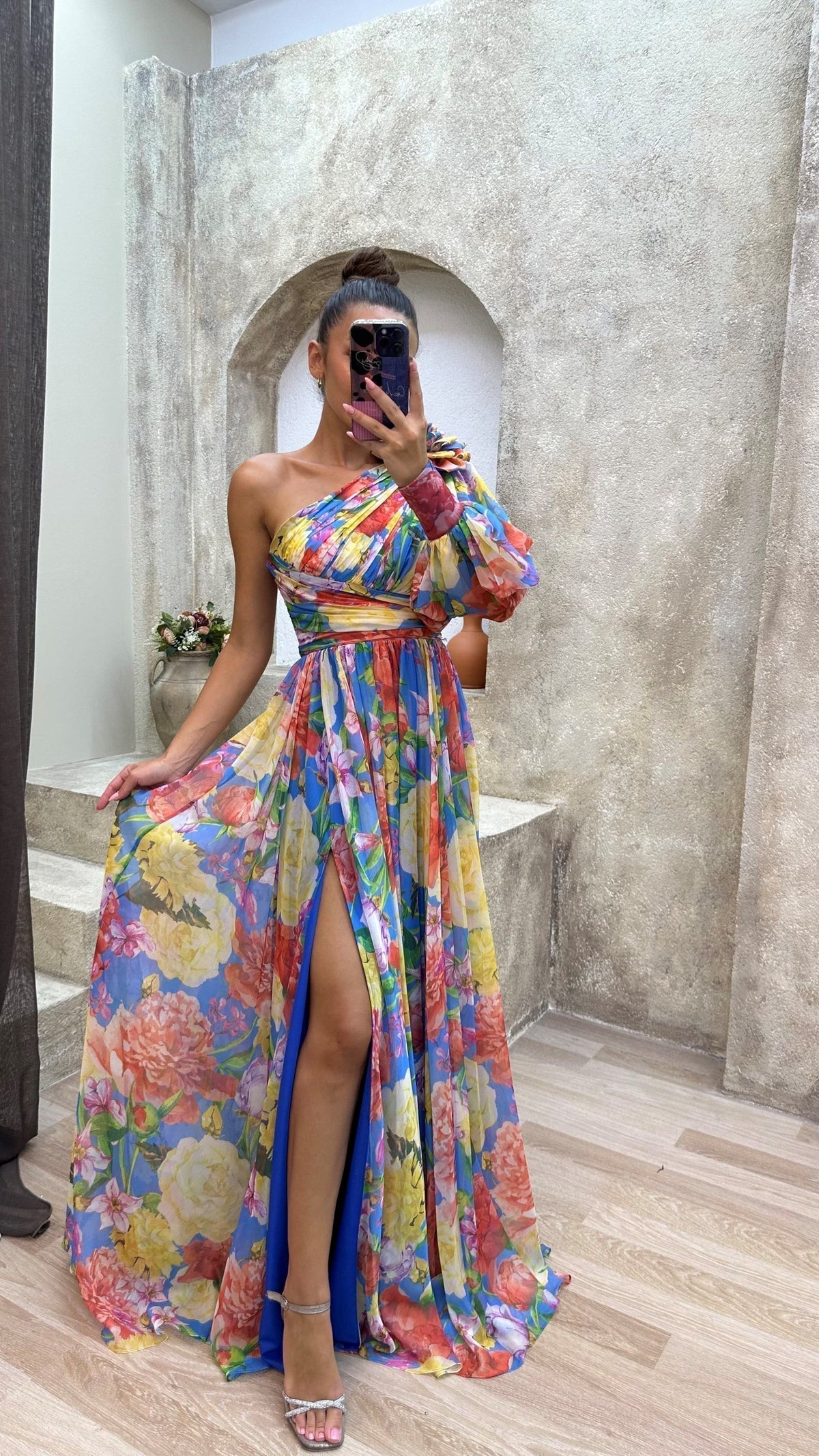 Selah | Vestido Maxi Floral de un Hombro