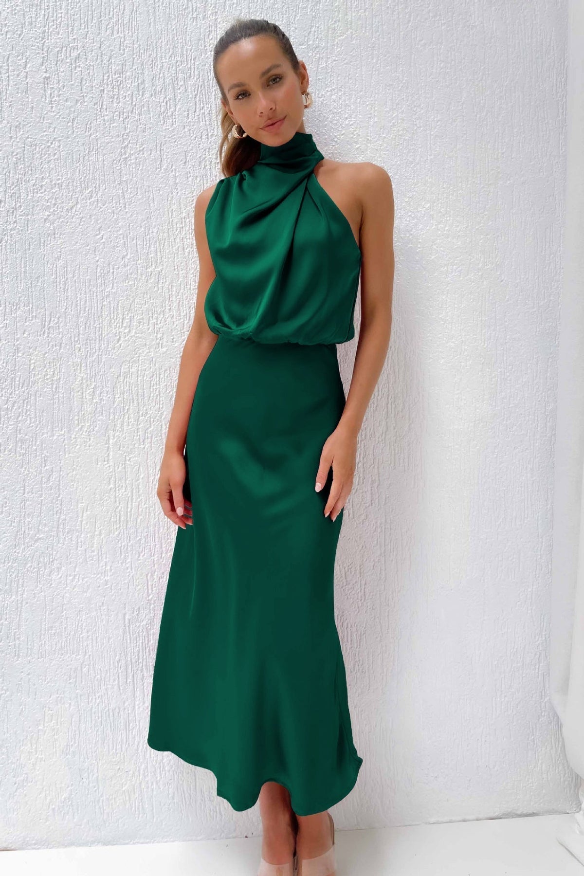 Amelia | Vestido Maxi Halter Drapeado