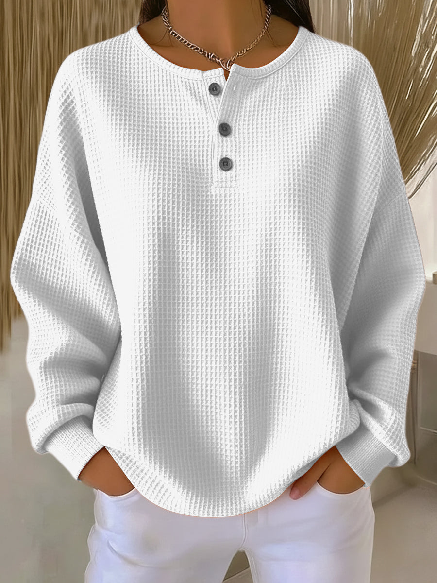 Mirabel | Sudadera Henley de Punto Gofre Acogedora