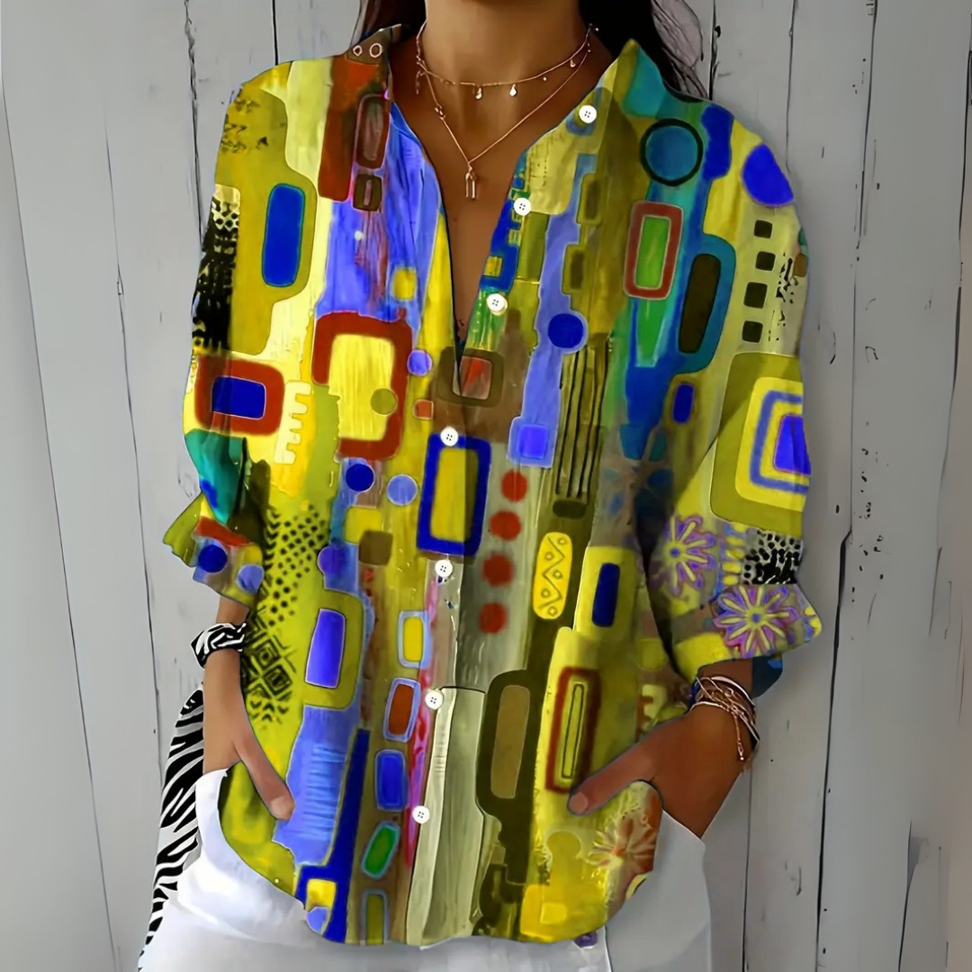 Catalina - Blusa de Botones Artística y Vibrante