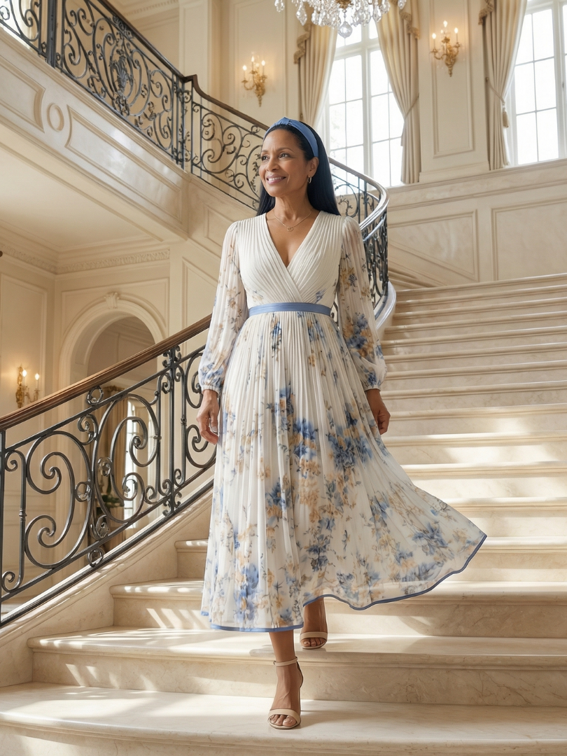 Rielle | Vestido Midi Cruzado Plisado