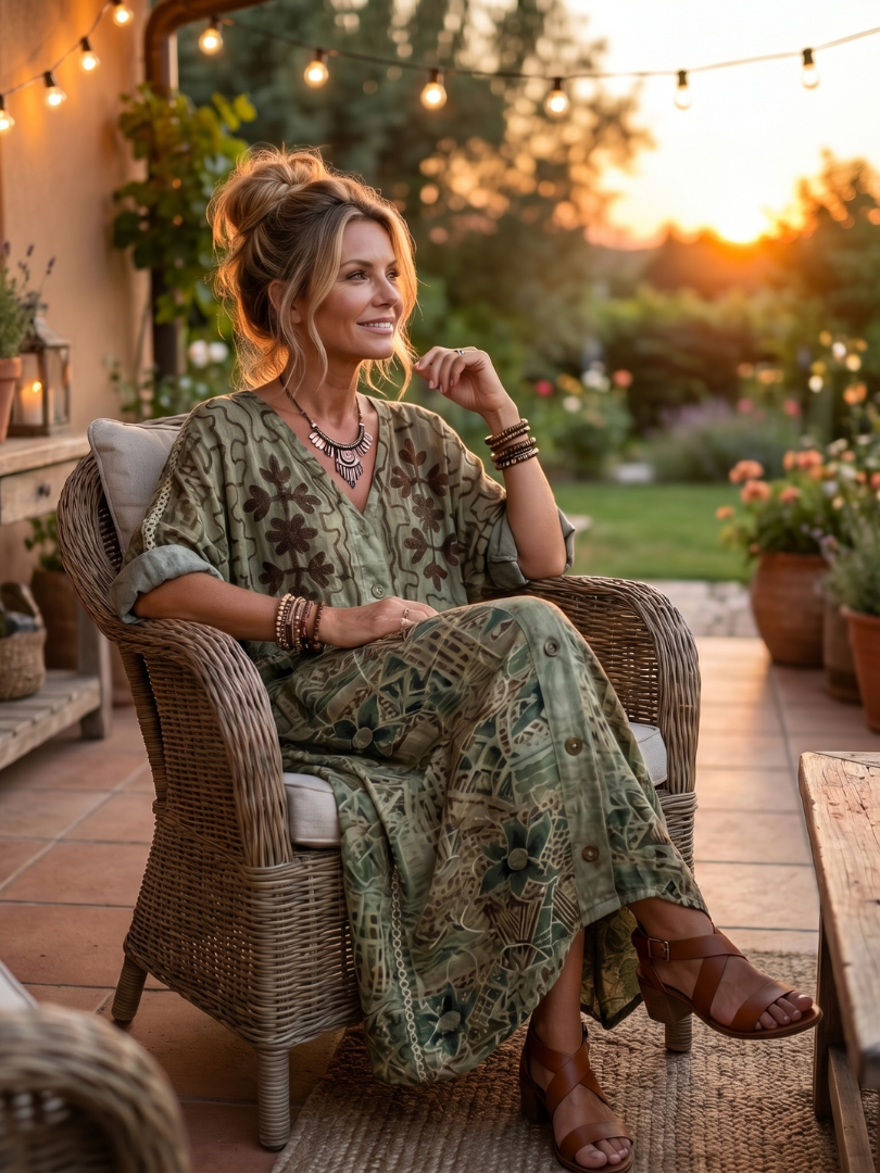 Aleta | Vestido Midi Oversize con Botones y Bolsillos