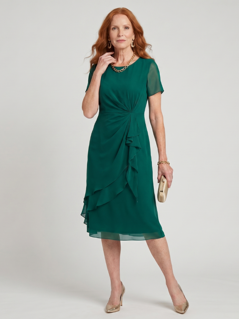 Eira™ | Vestido Midi Elegante con Bajo por Capas y Mangas Transparentes