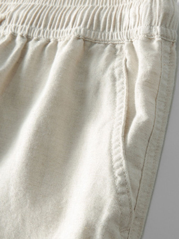 Camisa abotonada de mezcla de lino y rayón y pantalones rectos de lino