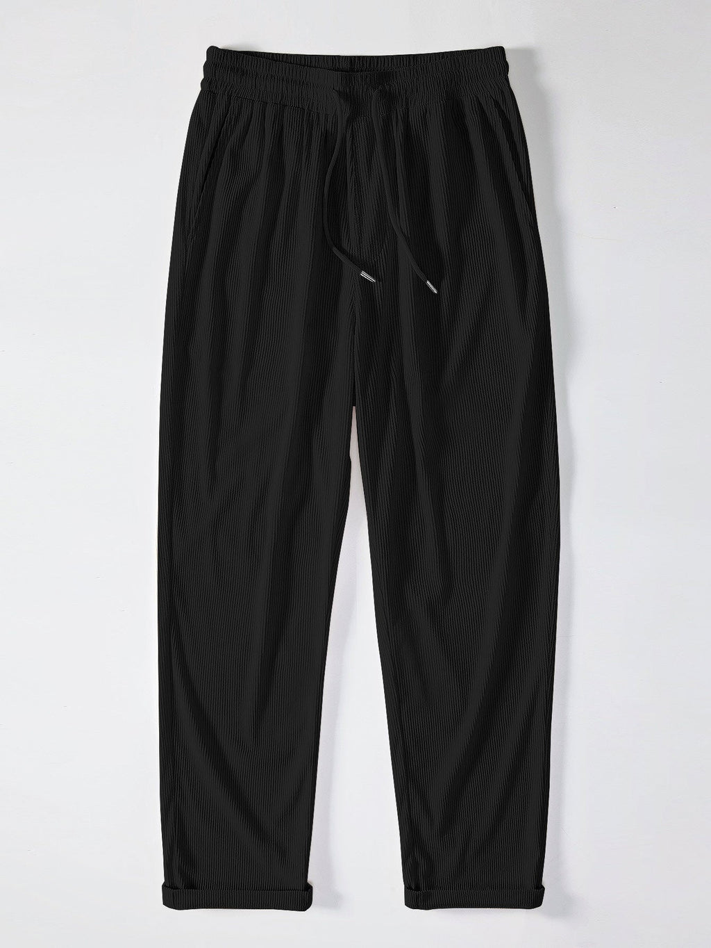 Camisa de pana de manga corta con botones y pantalones de pana de corte recto
