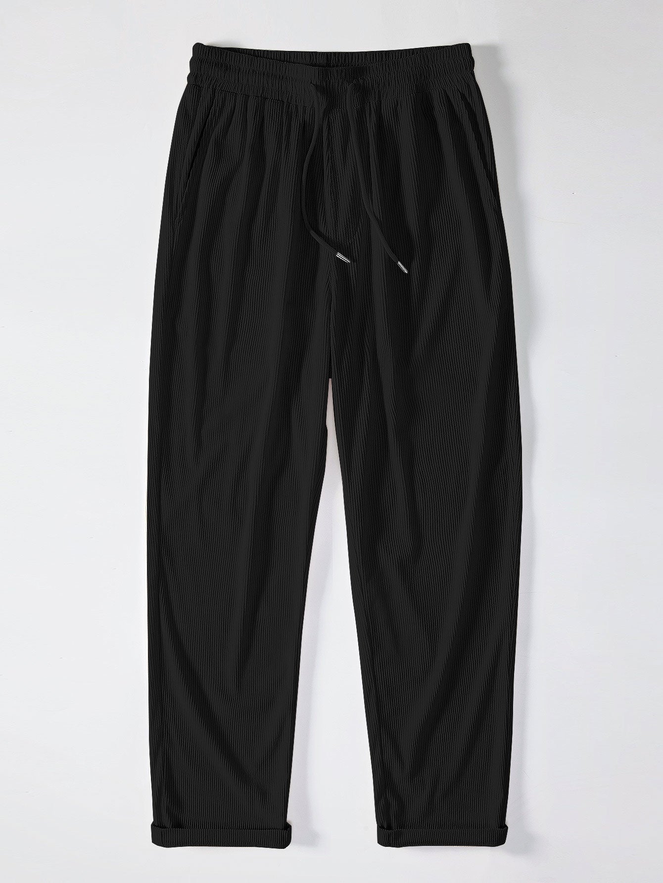 Camisa de pana de manga corta con botones y pantalones de pana de corte recto