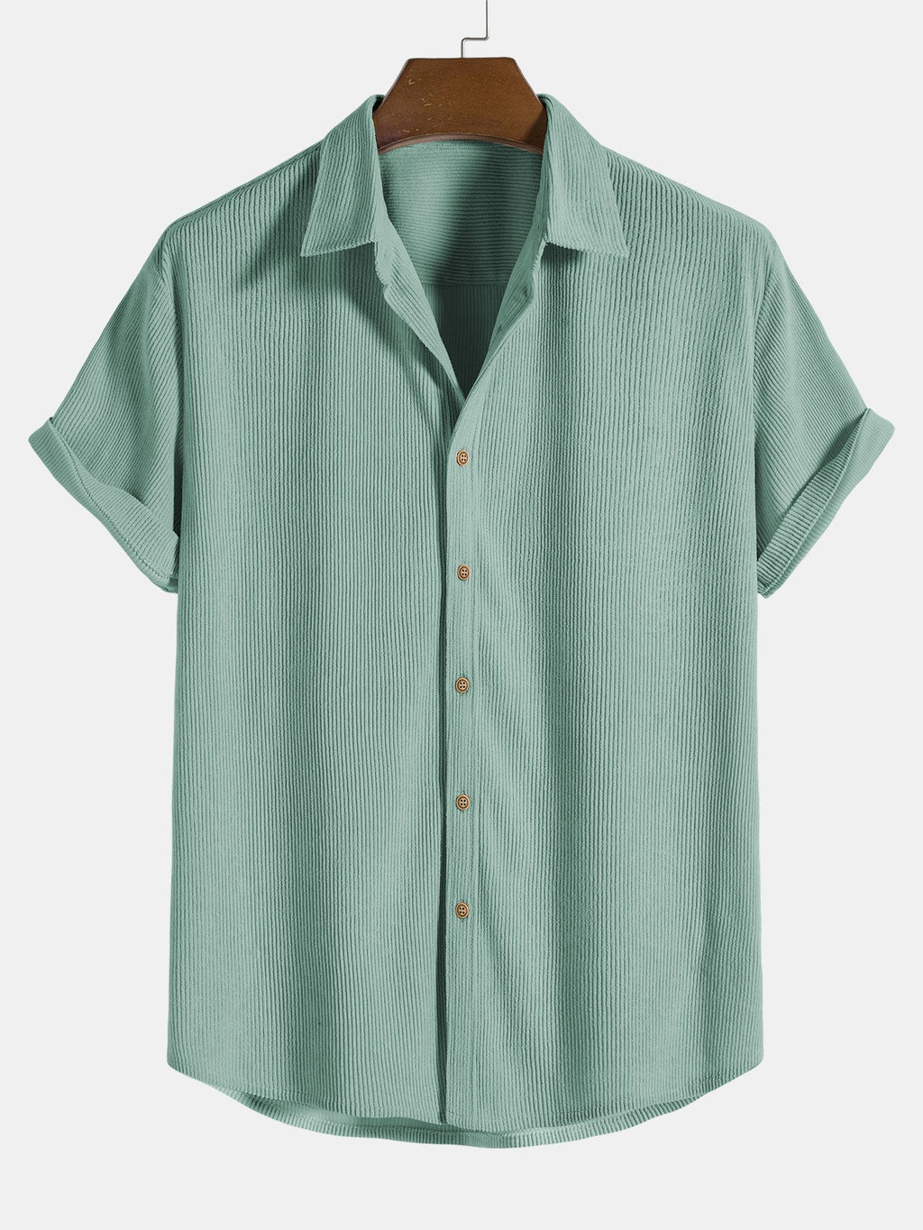 Camisa de pana de manga corta con botones y pantalones corto
