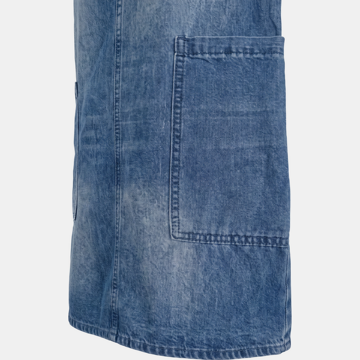 Mono Vaquero Lavado de Pierna Ancha con Botones para Mujer
