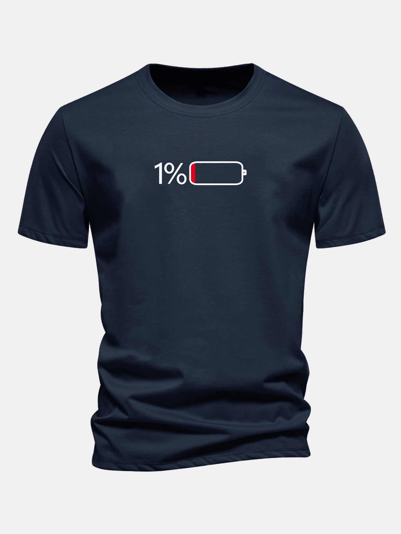 Camiseta de algodón con estampado de pilas, corte regular, 1 %