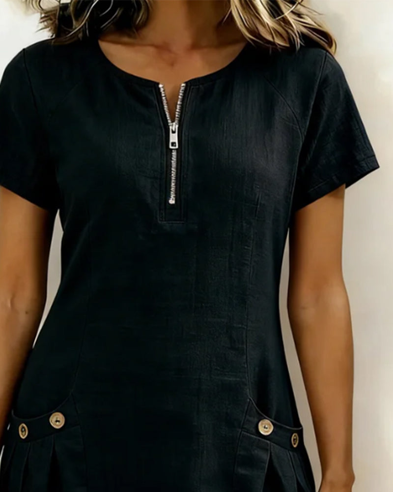 Carmen | Vestido de algodón con cremallera