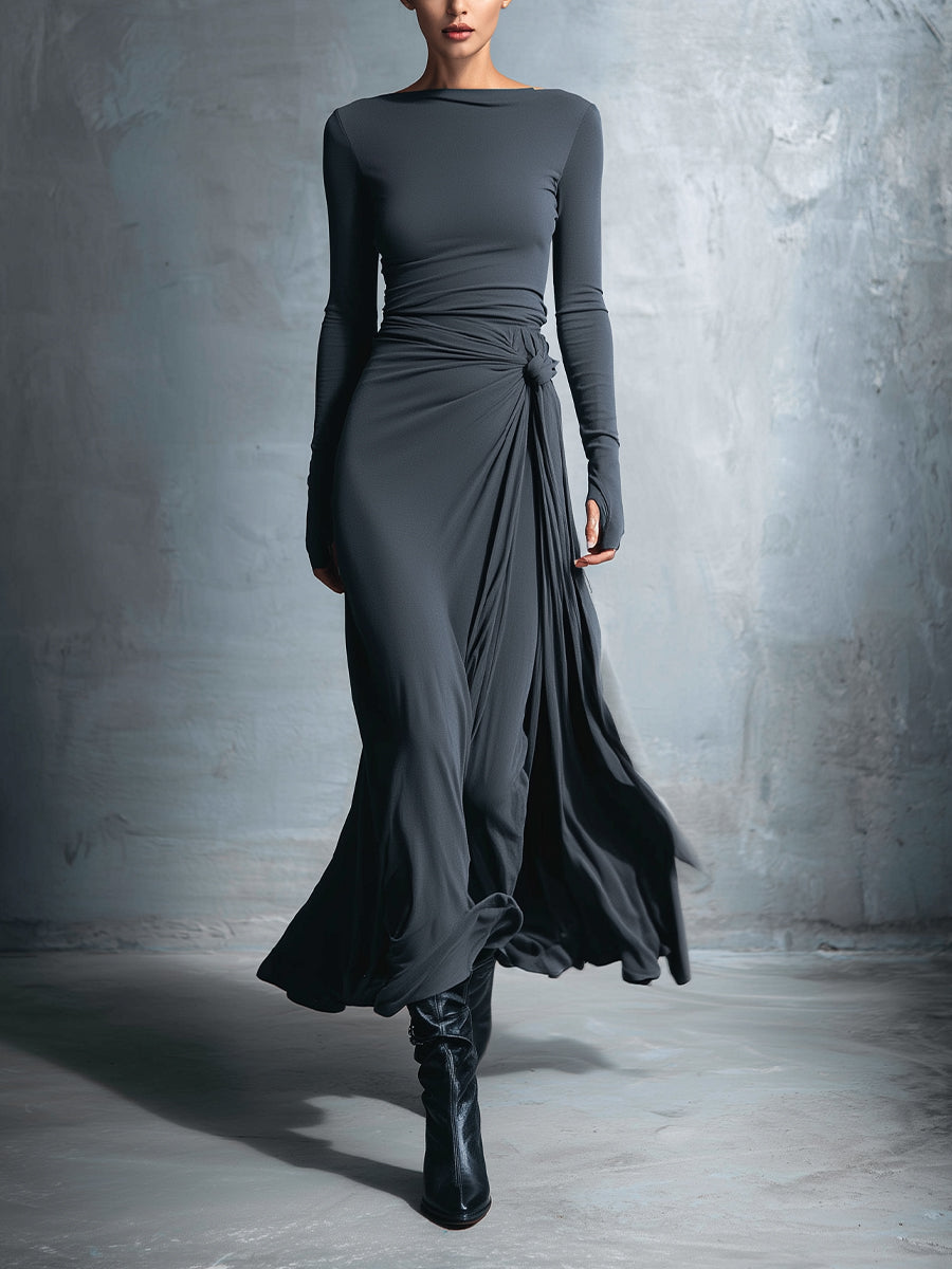 Naiara | Vestido Maxi con Nudo de Seda