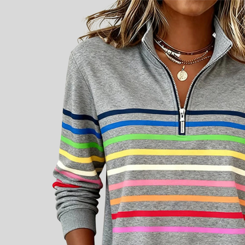 Prismette™ | Sudadera de Rayas de Colores con Media Cremallera