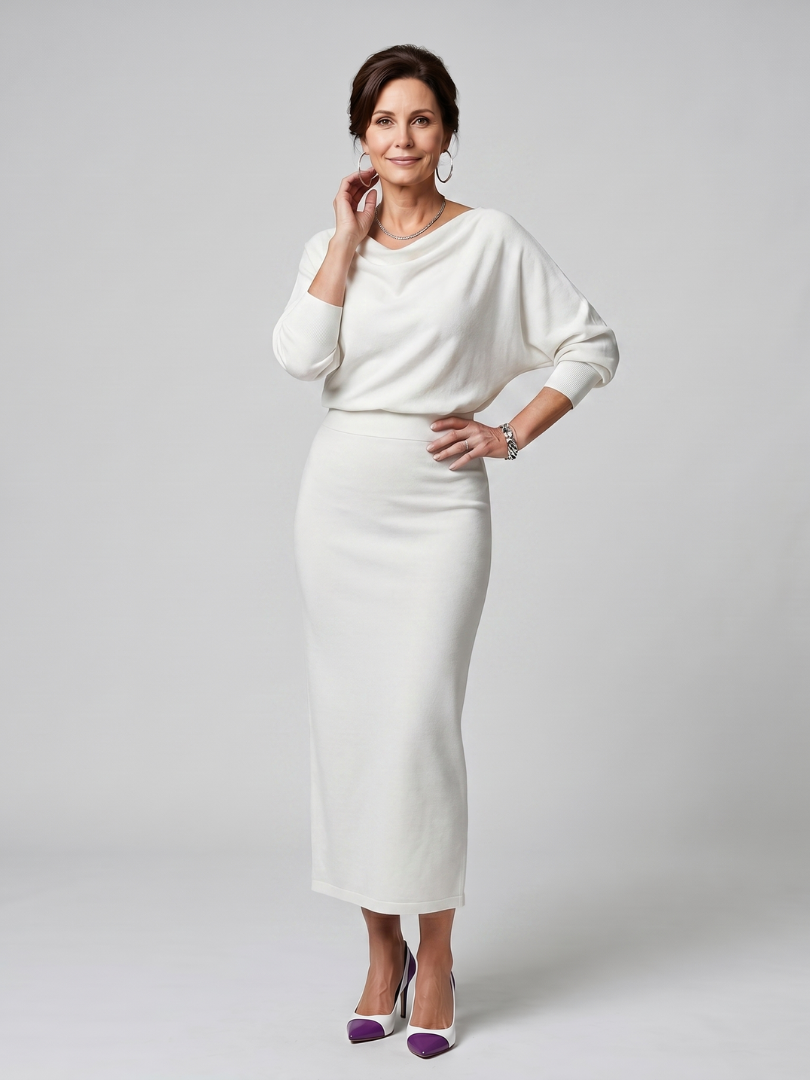 Adrienne | Vestido Midi Entallado con Escote Drapeado