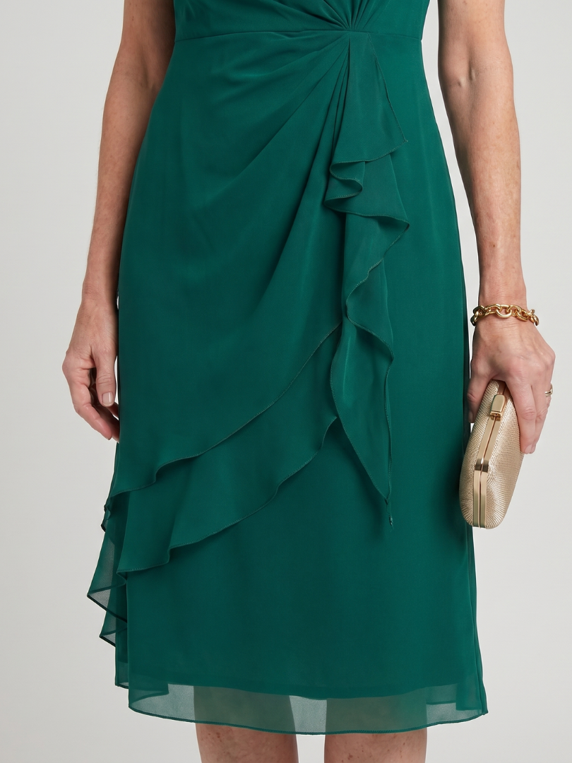 Eira™ | Vestido Midi Elegante con Bajo por Capas y Mangas Transparentes