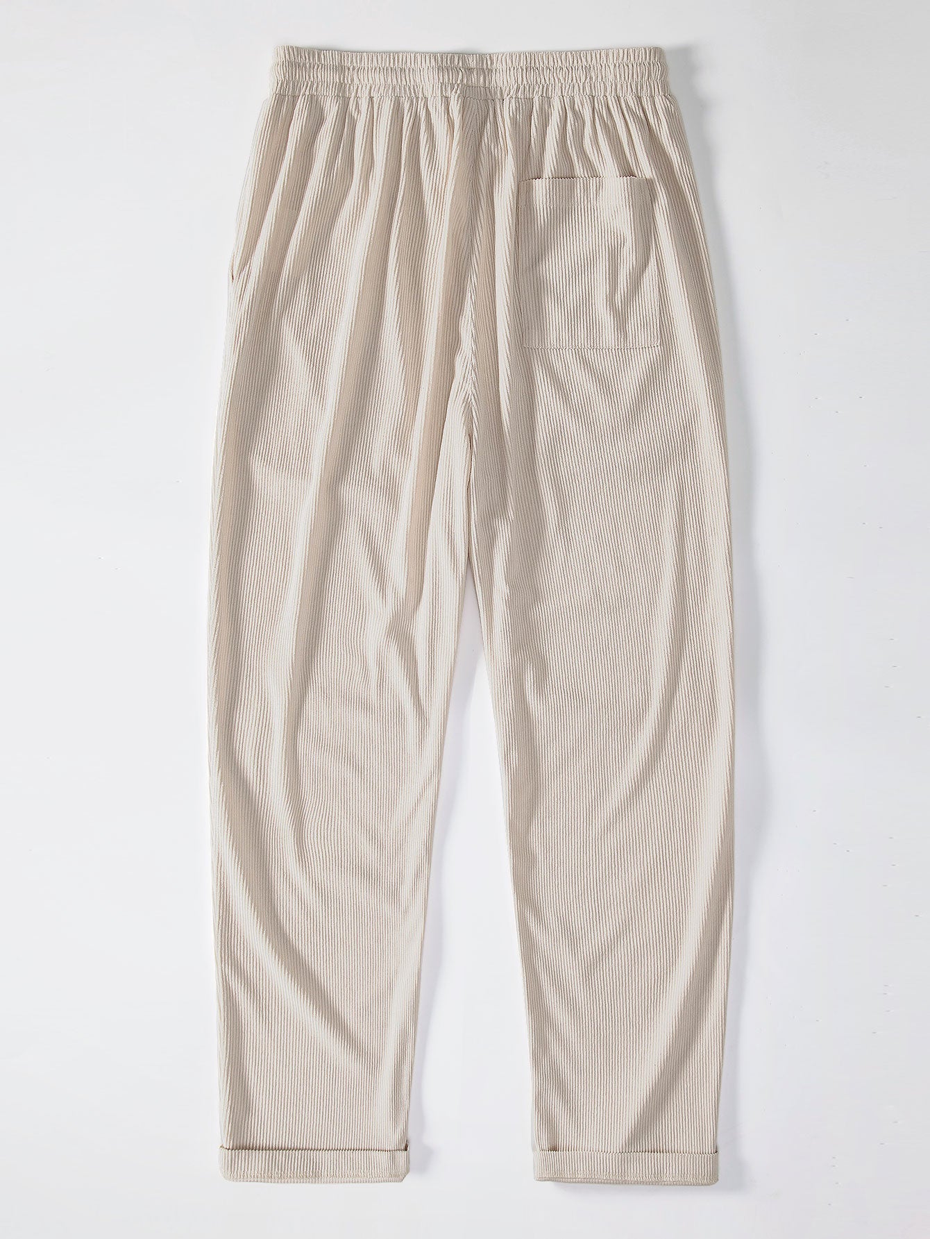 Camisa de pana de manga corta con botones y pantalones de pana de corte recto